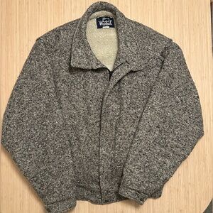 Vintage Woolrich Men's Gray 100% Wool Tweed Bomber Jacket Size L